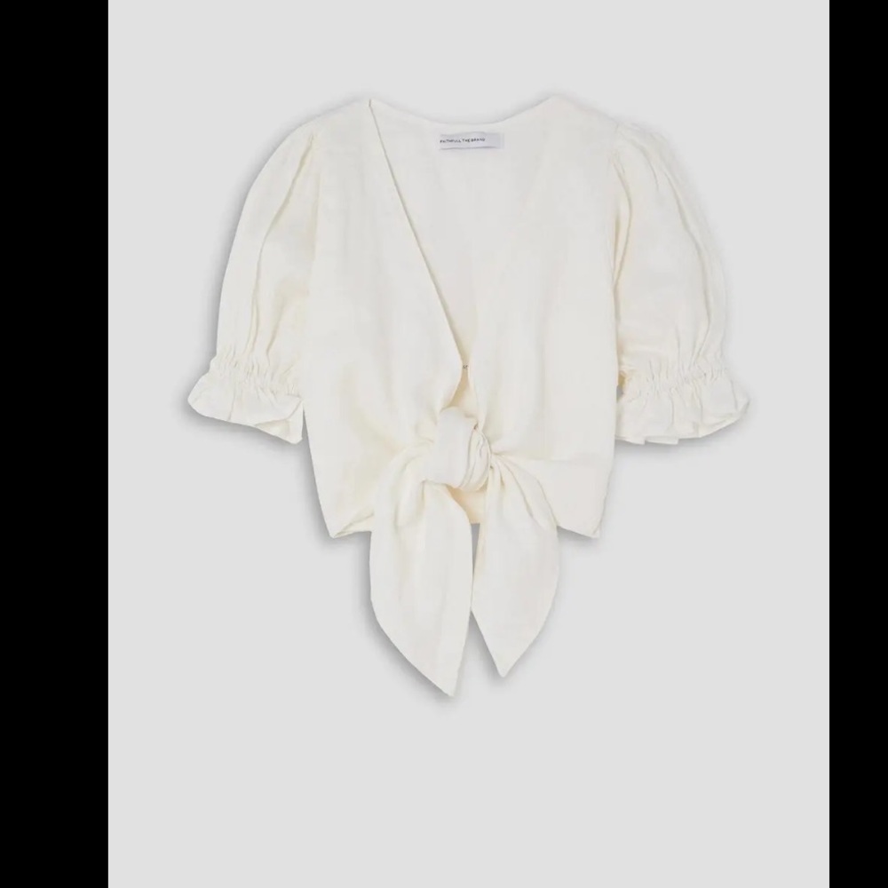 REVOLVE | Faithfull the Brand | Jamais Wrap Top white linen - Picture 2 of 14